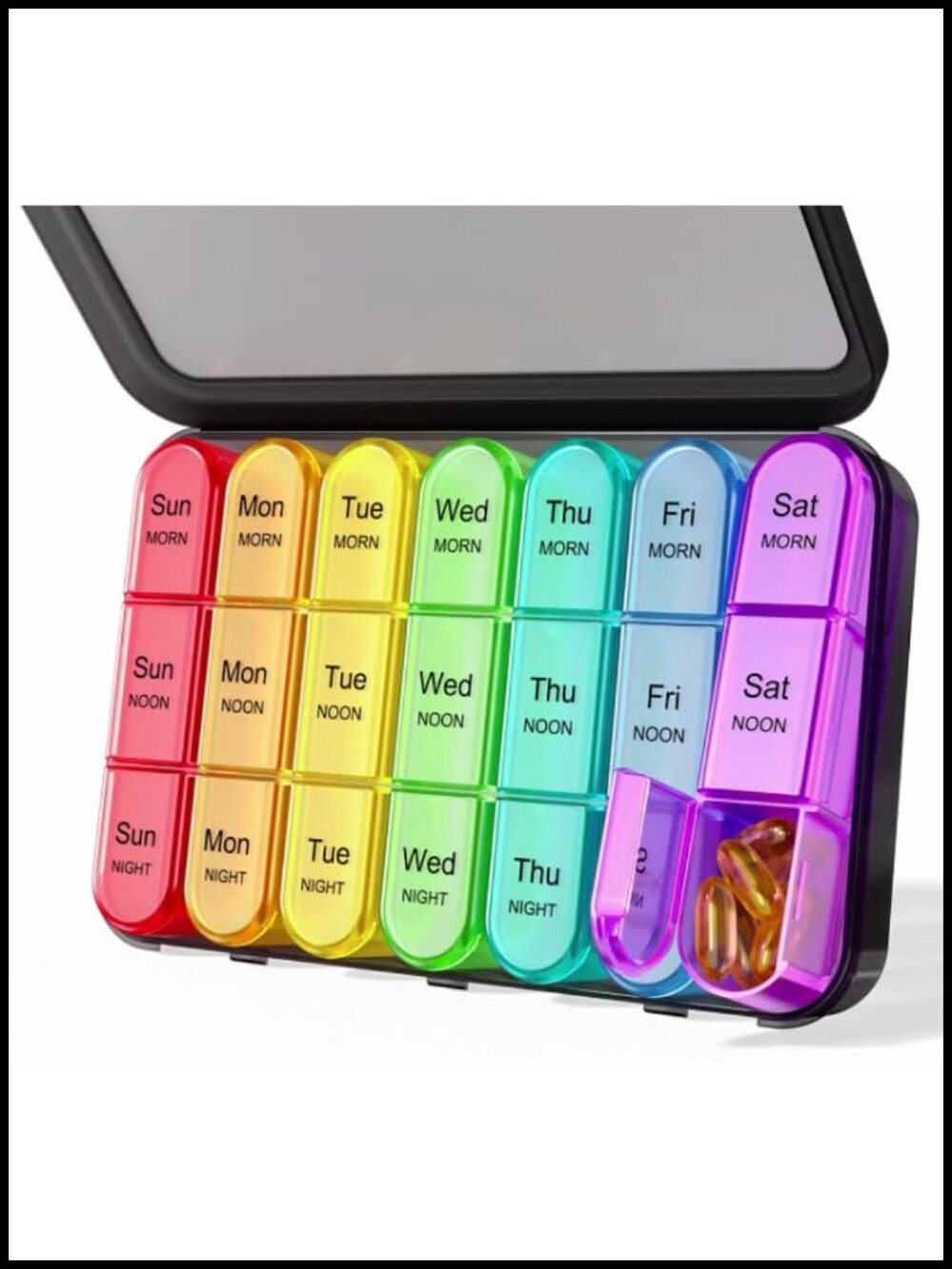 Pill Organizer 3 Times a Day 7 Day Weekly Pill Box 21 Large Compartments BPA